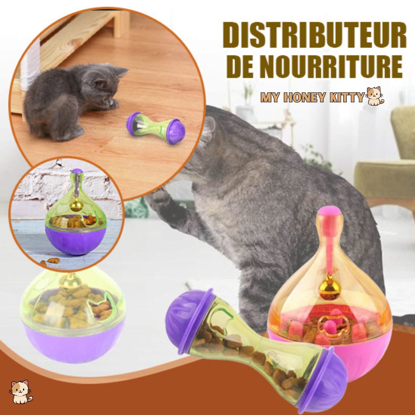 Distributeur de croquettes pour chat amusant - My Honey Kitty